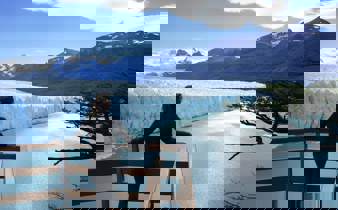 Scenic glacier view from the Perito Moreno lookout in Patagonia, Argentina. 